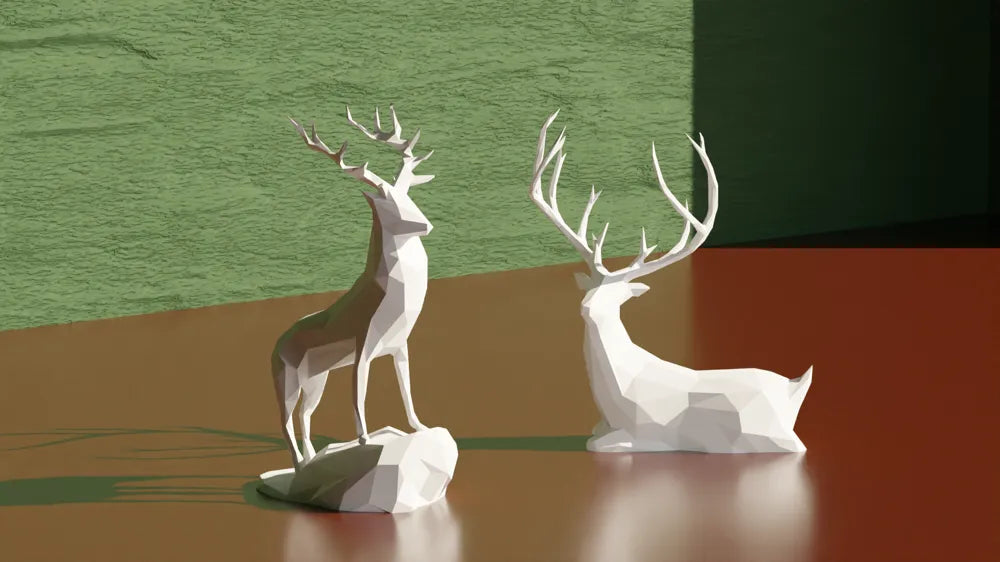 A pair of geometric reindeer – 3D printed art🦌