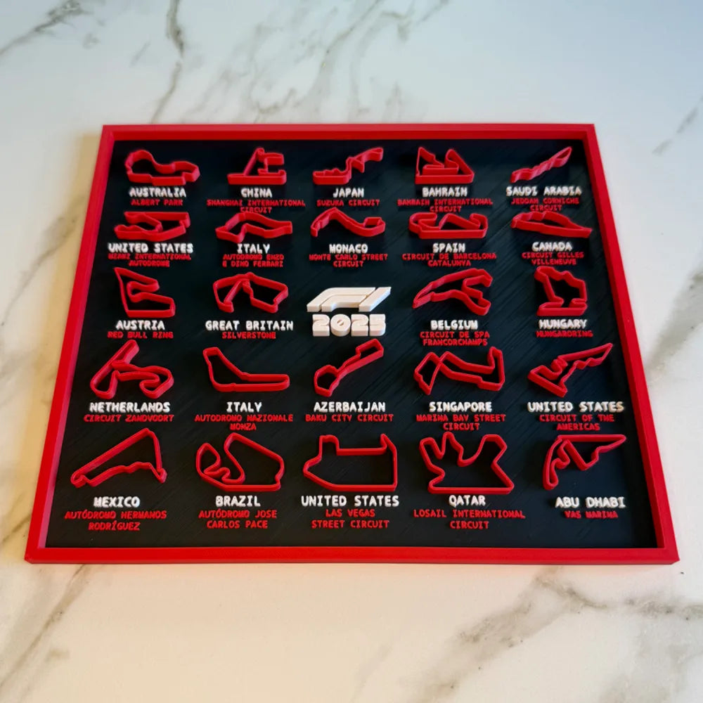 🏎️ F1 Calendar 2025 – Notable Tracks in 3D Printing