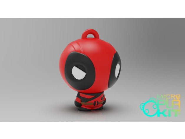 🔫  Deadpool Micro Chibi Keychain – 3D Printed Mini Figure (Unpainted)