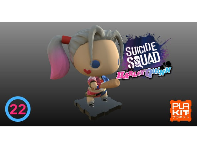 🃏 Title: Harley Quinn Chibi Figure – Suicide Squad 3D Print (Unpainted)