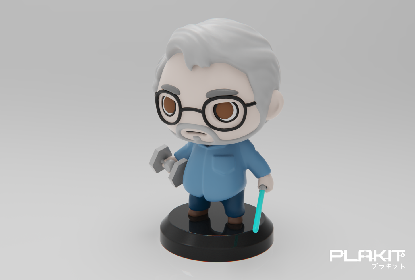 George Lucas Chibi Figure – 3D Printed Creator Icon (Unpainted)🎬