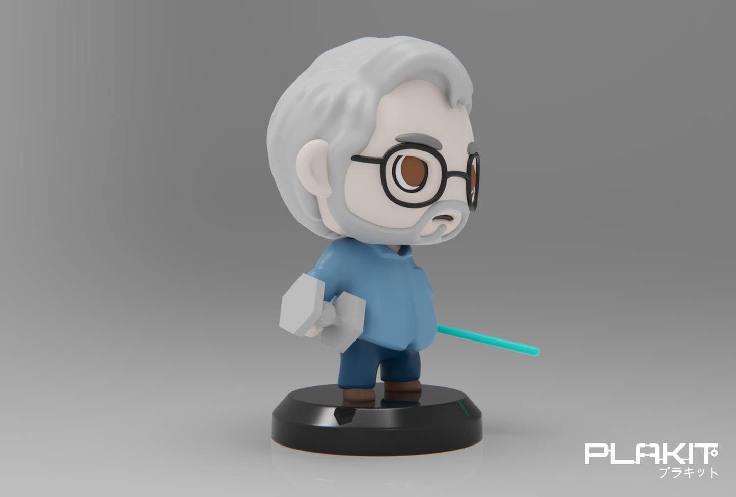 George Lucas Chibi Figure – 3D Printed Creator Icon (Unpainted)🎬