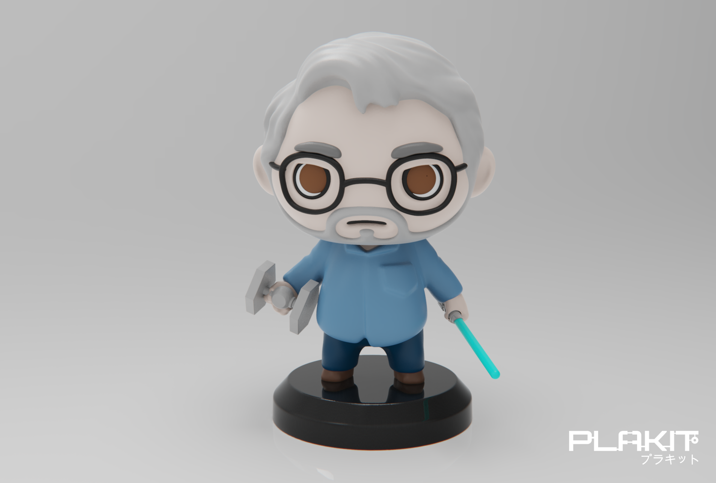 George Lucas Chibi Figure – 3D Printed Creator Icon (Unpainted)🎬
