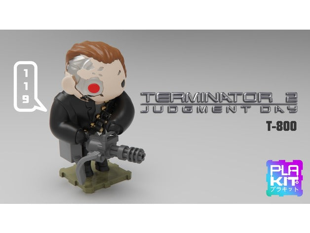 T-800 Chibi Figure – Terminator 2 Judgment Day | 3D Print (Unpainted)🤖