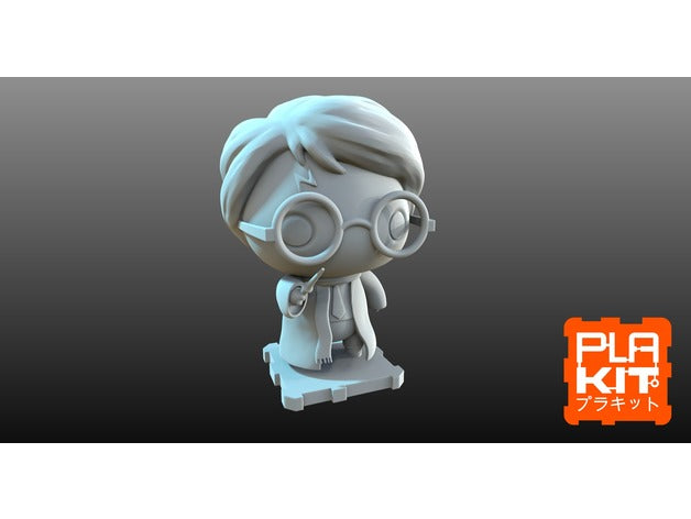 Harry Potter Chibi Figure – 3D Printed Wizard Model (Unpainted)🧙