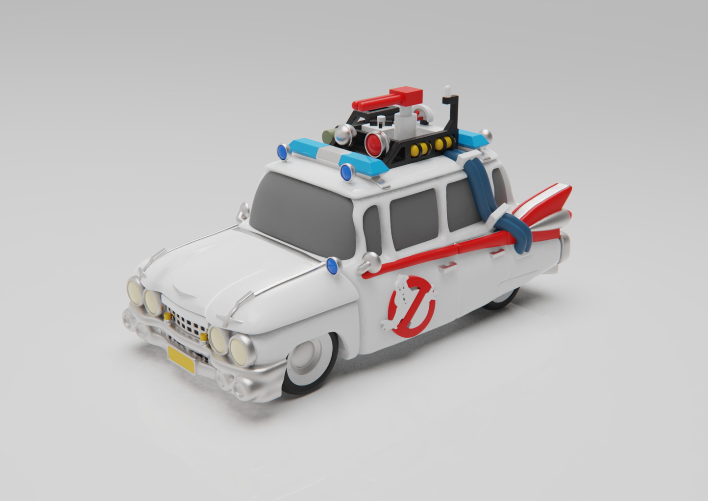 Ecto-1 Ghostbusters Car – 3D Printed Model (Unpainted)🚨