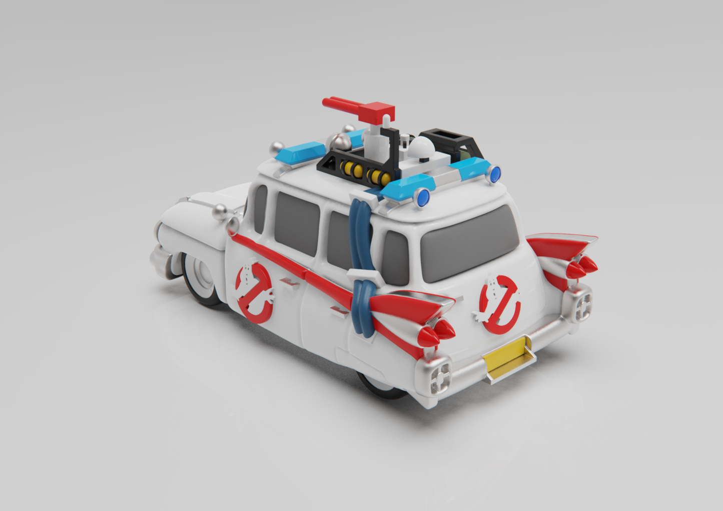 Ecto-1 Ghostbusters Car – 3D Printed Model (Unpainted)🚨