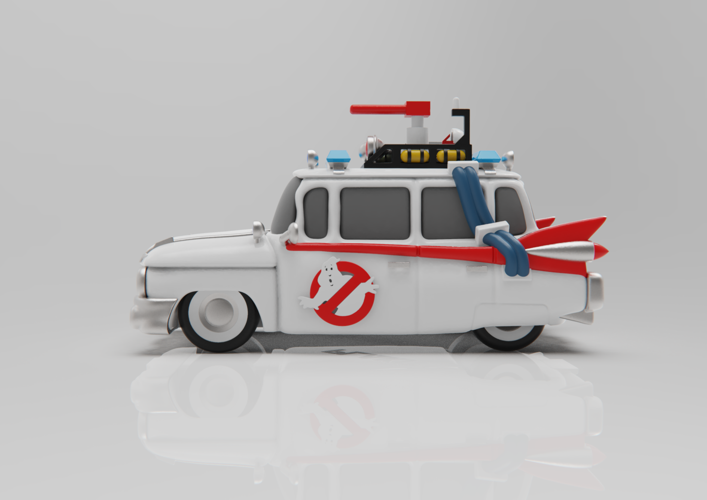 Ecto-1 Ghostbusters Car – 3D Printed Model (Unpainted)🚨