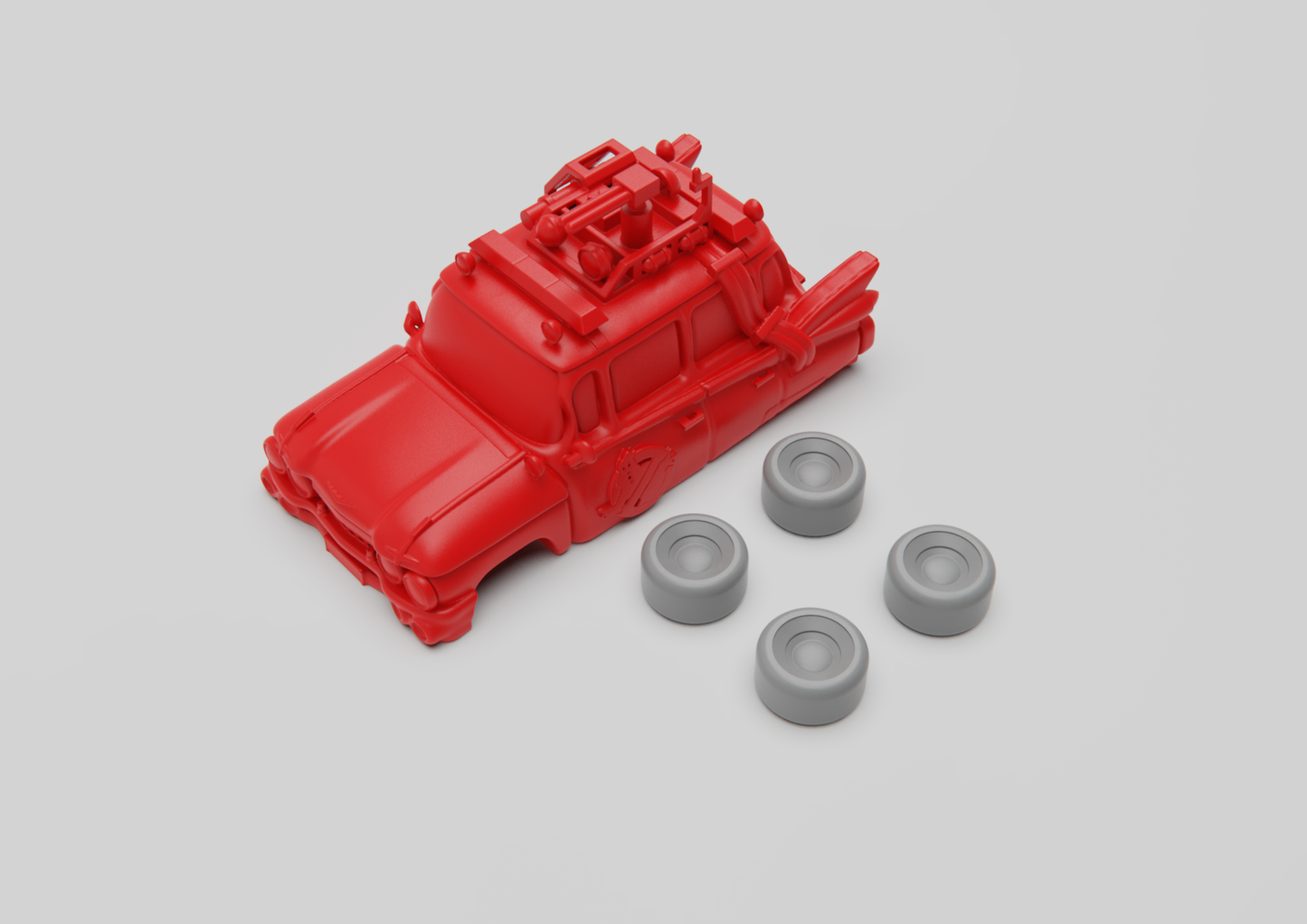 Ecto-1 Ghostbusters Car – 3D Printed Model (Unpainted)🚨